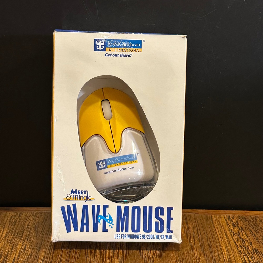 Royal Caribbean International Wave Mouse Meet & Mingle USB Wired Yellow Clear